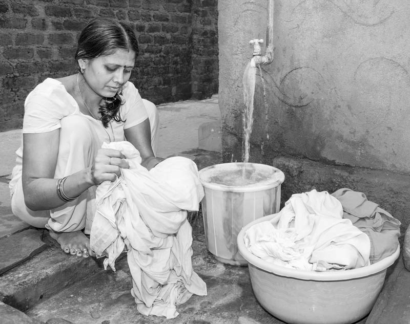 Women and Water Needs from Gender Perspective - washing clothes in Secunderabad, Telangana